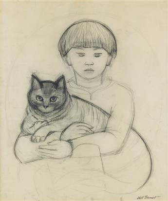 WILL BARNET Boy and Cat.